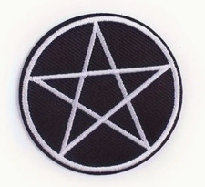Star Pentagram - Black White - Embroidered Sew/Iron-On/Sew-OnPatch