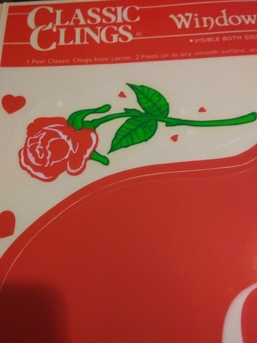 Vintage Classic Clings Window Decor Non-Adhesive Valentine Hearts Roses 1993 USA - Picture 3 of 7