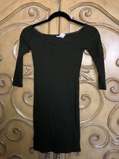 Forever 21 Hunter Green Ribbed Bodycon Off The Shoulder Dress ~ Size Small EUC
