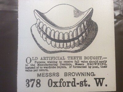 Vintage Zahnarzt Schild Werbung alte künstliche ZÄHNE gekauft Browning Oxford St 
