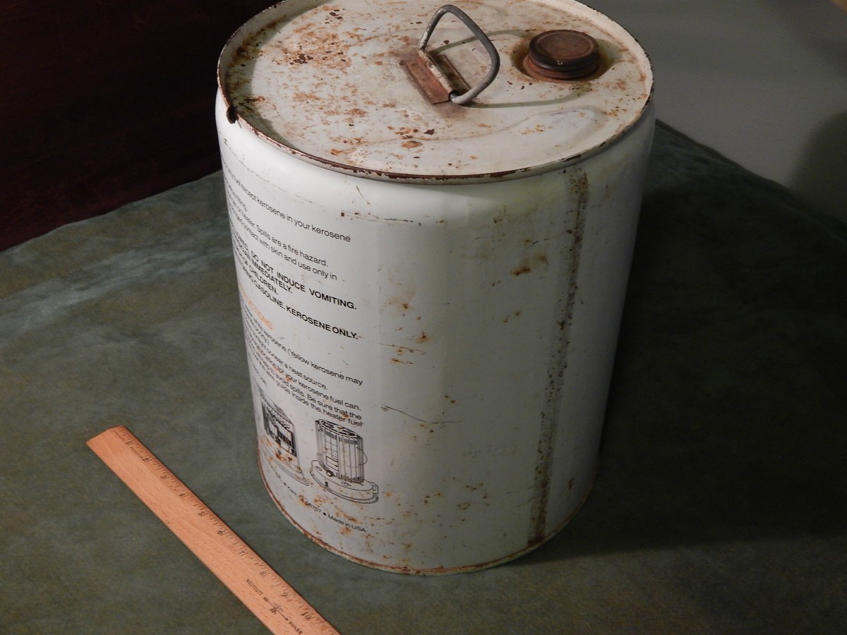 Vintage Kerosene (5 Gal.) Gas_Oil Container Can w/ Lid (KERO-SUN