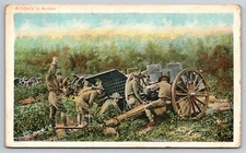 WW1 US Army  Artillery in Action Unposted  Postcard