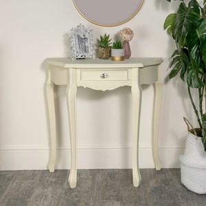 Cream Painted Half Moon Console Table French Shabby Chic Hallway