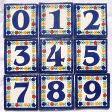 Mexican Tile Talavera Ceramic House Numbers Tile 4x4