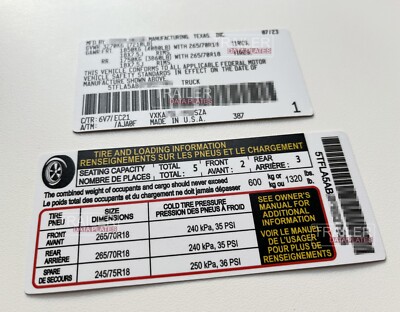 Toyota Door Jamb Data Decal Permanent Sticker ID Tag Custom WHITE Toyota Door Jamb Data Decal Permanent Sticker ID Tag Custom WHITE