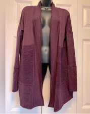 Lululemon Sit In Lotus Merino Wool Cardigan Sweater Women  s Size 2 Deep Purple