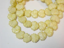 10 beads - Antique Ivory Czech Glass Maple Leaf Beads 11x12mm