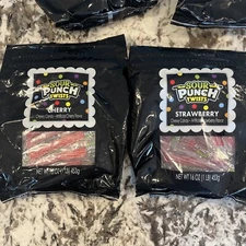 2 Bags SOUR PUNCH Twists  Cherry & Strawberry