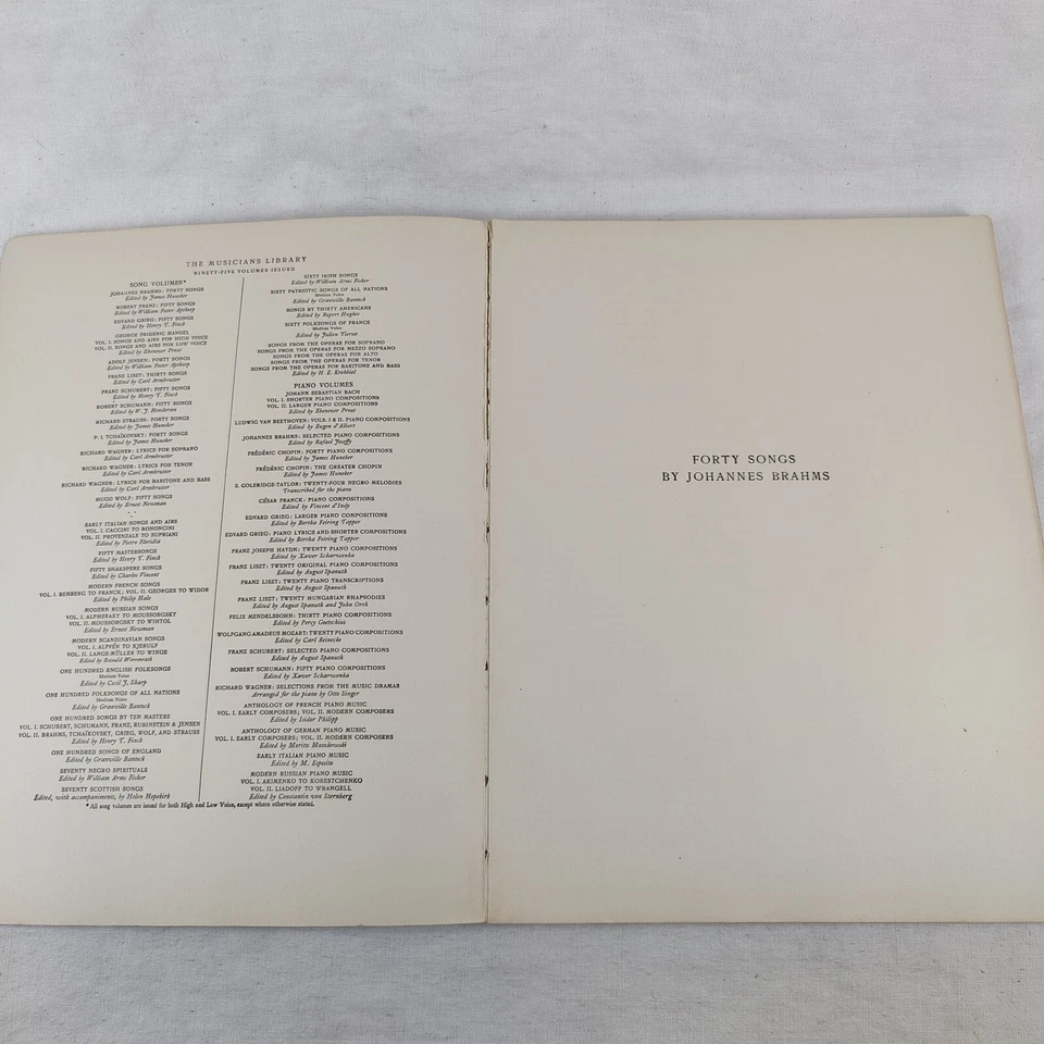1903 Johannes Brahms 40 Songs For High Voice Piano/Vocal The Musicians Library - Image 4 of 4