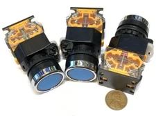 3 Pieces Blue Latching push button switch 22mm normally open closed no n/c C32