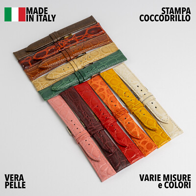 CRAFT WATCH STRAP MADE IN ITALY GENUINE LEATHER CROCODILE PRINT