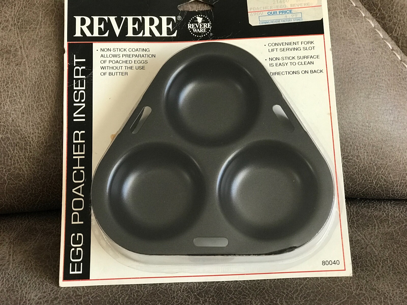 Vtg Revere Ware Egg Poacher Insert 80040 Triangle Shape New in Package