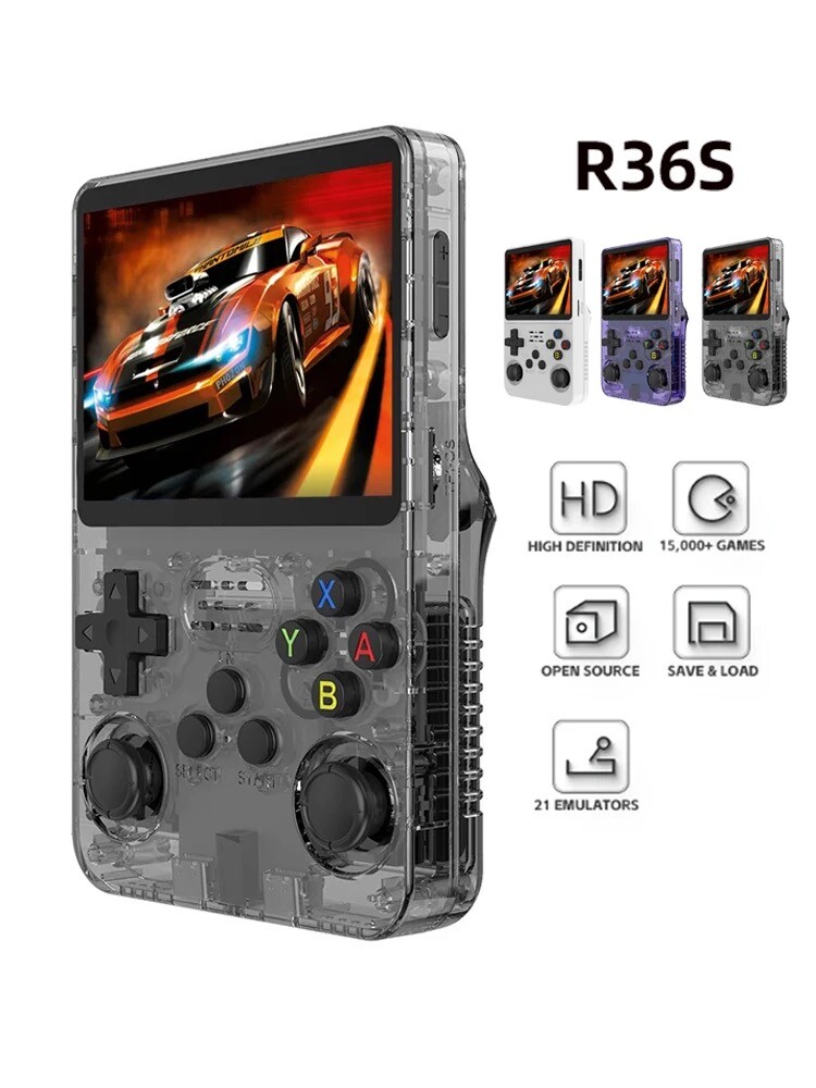 Console Portátil R36S de 20.000 Jogos Vídeo Game 3.5 Polegadas ASER 64g Tela IPS Presente 2025