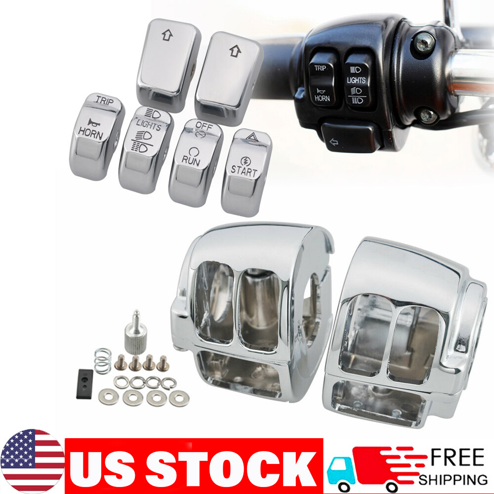 For Harley Softail Heritage Classic Dyna Chrome Switch Housing＋ 6pcs Button Cap