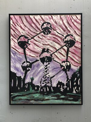Daniel Pultorak  Kunst signiert gerahmt Öl Atomium Brüssel Art Unikat Original