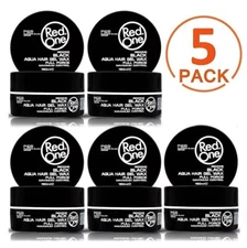 RedOne BlackAqua Hair Wax Maximum Hold Full Force Gel, Black 150ml/5.07oz 5 PACK