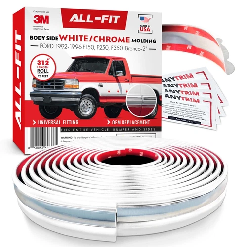 ALL-FIT WHITE Replacement Side Molding Trim Old Body Style 92-96 Ford Truck OBS