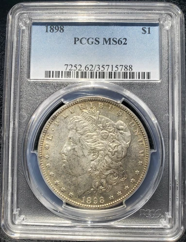 1898 Morgan Silver Dollar - PCGS MS62 - .900 fine silver