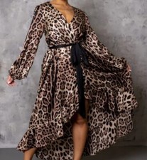 New Chelsey Animal Print Maxi - Semi-Wrap Dress - Small
