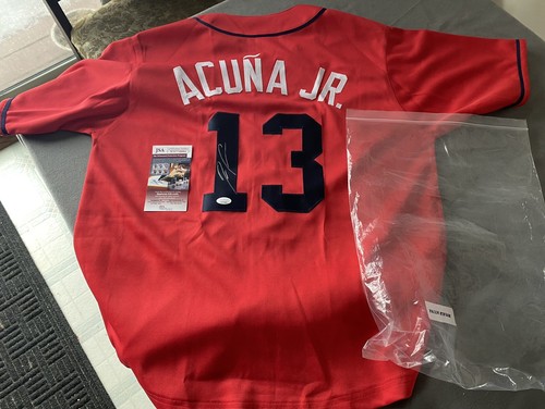 Ronald Acuna Jr. Autographed Auto Red Atlanta Braves Jersey JSA COA Mint ๐ ๐ฅ - Picture 2 of 4