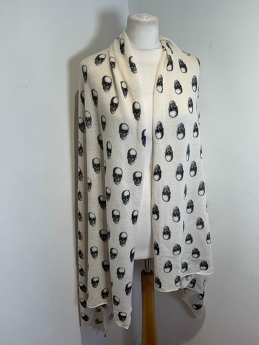 Skull Cashmere shawl scarf wrap VGC pashmina lightweight warm print large - Picture 5 of 10