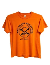 Vintage 80s Agent Orange Health Club Life Member T-Shirt Orange Skull Large USA