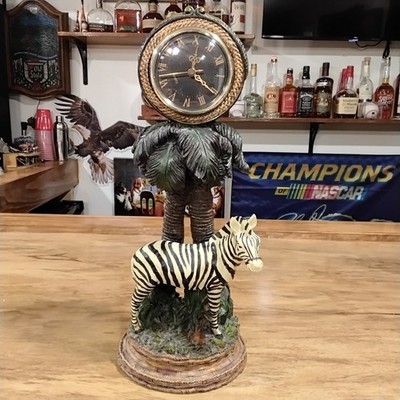 Vintage Zebra Palm Tree Quartz Clock Figure 15''
