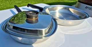 3 Piece Set Aristo Craft Square Shaped Stainless Steel Cookware 9.5" & 12" USA