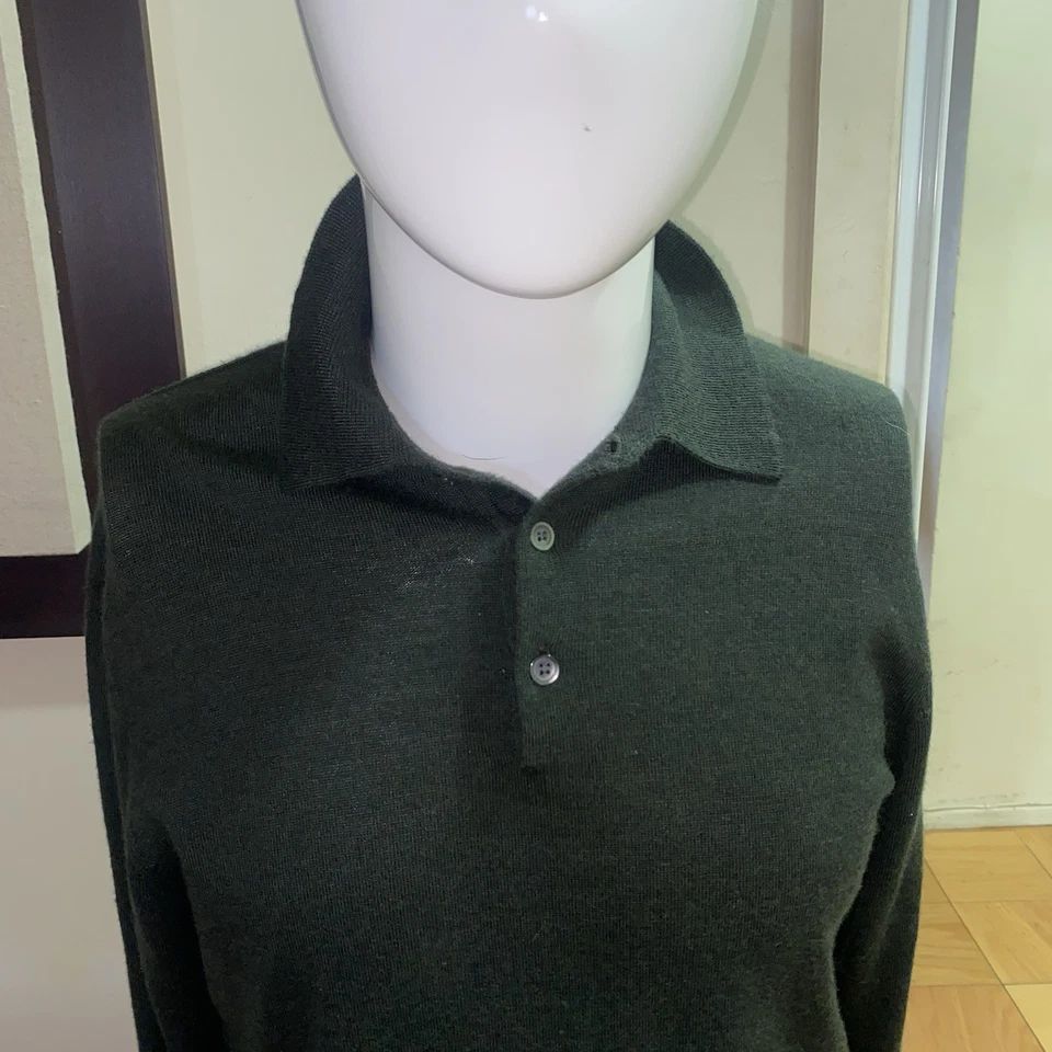Joseph & Lyman свитер поло мужской размер M шерсти мериноса с воротником зеленый сделано в Италии - Изображение 2 из 4