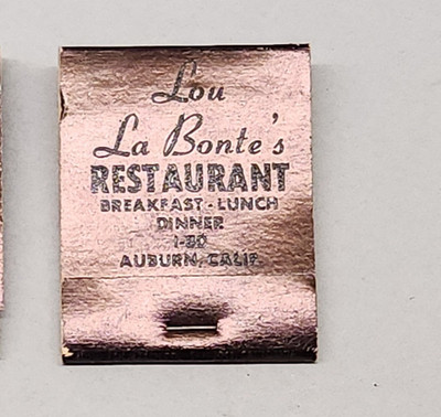 Lou La Bonte's Restaurant Matchbook - Auburn, CA