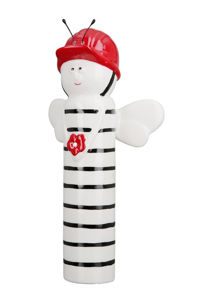 Pack of 4 Figure, Bee, striped, Porcelain, red, white, PU 4, L. 7 cm, W. (p5Z)