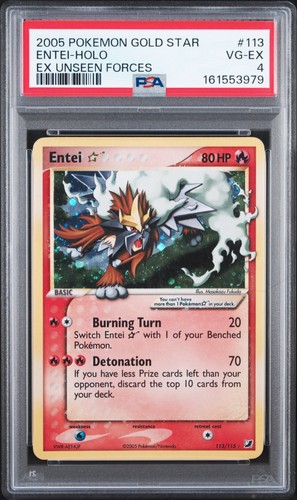 PSA 4 Pokemon TCG EX Unseen Forces #113/115 Entei GOLD STAR Holo No Reserve! 
