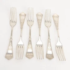 Laurel (1878) by 1847 Rogers Bros Silverplate Set of 6 Dinner Forks Aesthetic