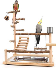 Bird Playground, Parrots Wooden Playstand, Birdcage Playground Play Gym Parakeet