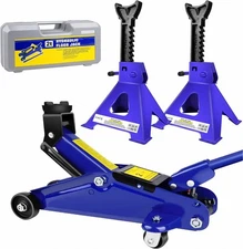 Floor Jack Stand Combo 2 Ton, Hydraulic 3-Ton Axle Stand Set, Tire Repair Kit