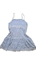 American Eagle Blue Eyelet Embroidered Mini Dress Babydoll Cami Cottagecore L