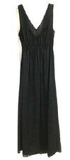 Vanity Fair Vintage Nylon V-Neck Tie Back Black Size Small Night Gown