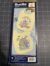 Vtg Bucilla Noahs Ark/Hippo Baby Bib Pair Sta...
