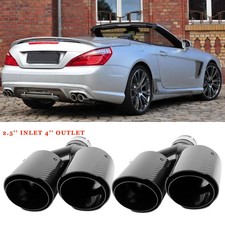 2.5" to 4" Carbon Fiber Exhaust Pipe Tips Double Slant Cut For Mercedes Benz SL