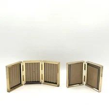 Vintage Gold 2 X 3  Metal Picture Frames One Double One Triple Hinged