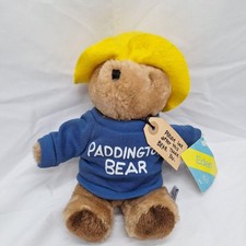 Vintage Eden Toys Paddington Bear Plush Stuffed Animal Blue Small 8" 1985 Toy