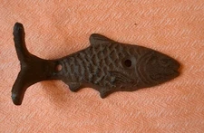 Cast Iron Fish - Wall Coat Hook Hanger Bottle Opener Man Cave Fisherman Decor
