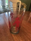 Vintage The Devil Made Me Do It Small Red Devil Pitchfork Drinking Glass Tumbler