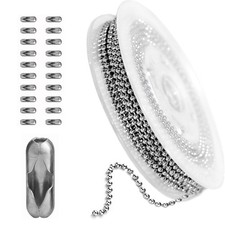 33ft Silver Ball Chain 2.4mm Pull Chain Stainless Steel Ball Bead Chain Neckl...