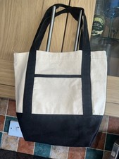 primark cream black canvas feel bag small 12x11”