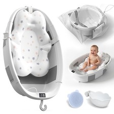 Collapsible Baby Bathtub - Large Baby Bath Tub with Thermometer Bath Essent...