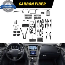 50PCS Real Carbon Fiber Interior Trim Cover Kit For Infiniti Q50 Q60 2014-2020