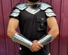 Medieval Knight Steel Pair Of Pauldrons With Gorget Set Larp Cosplay & Roleplay