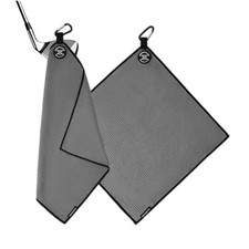 Magnetic Golf Towel with Clip, Absorbent Microfiber Waffle Design - Mid Grey