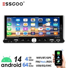 Autoradio 1 DIN Con 7" Schermo Android 14 4+64GB Carplay Bluetooth GPS RDS WiFi